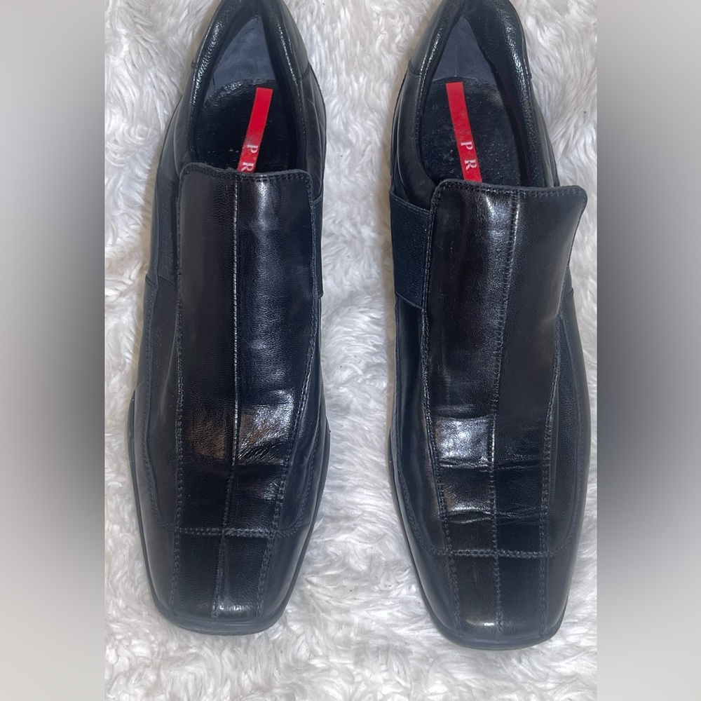 Prada women’s Black Leather Slip-On shoes size 9